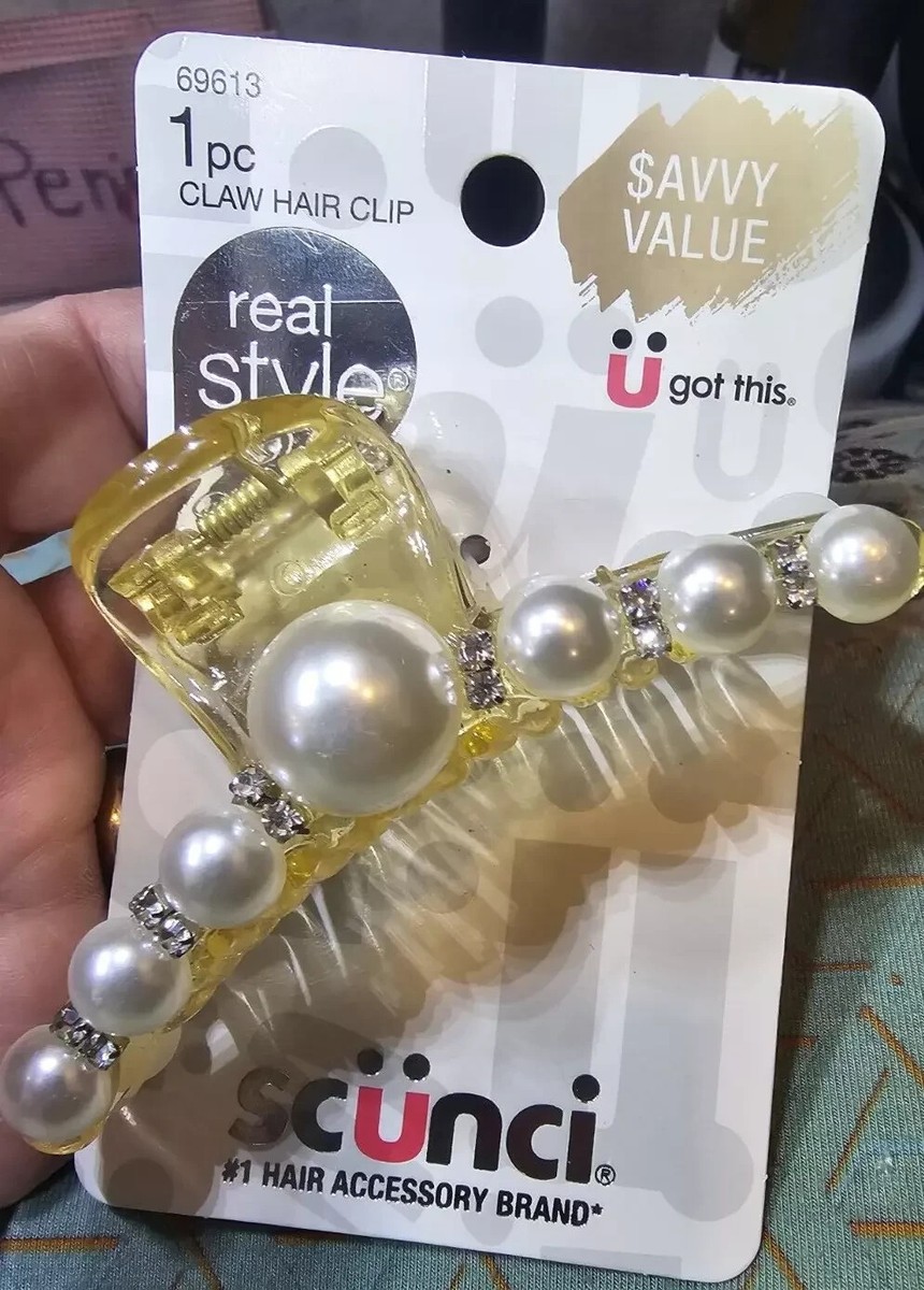 N Scunci Real Style Pearl and Stone Claw Clip, 69613 | eBay