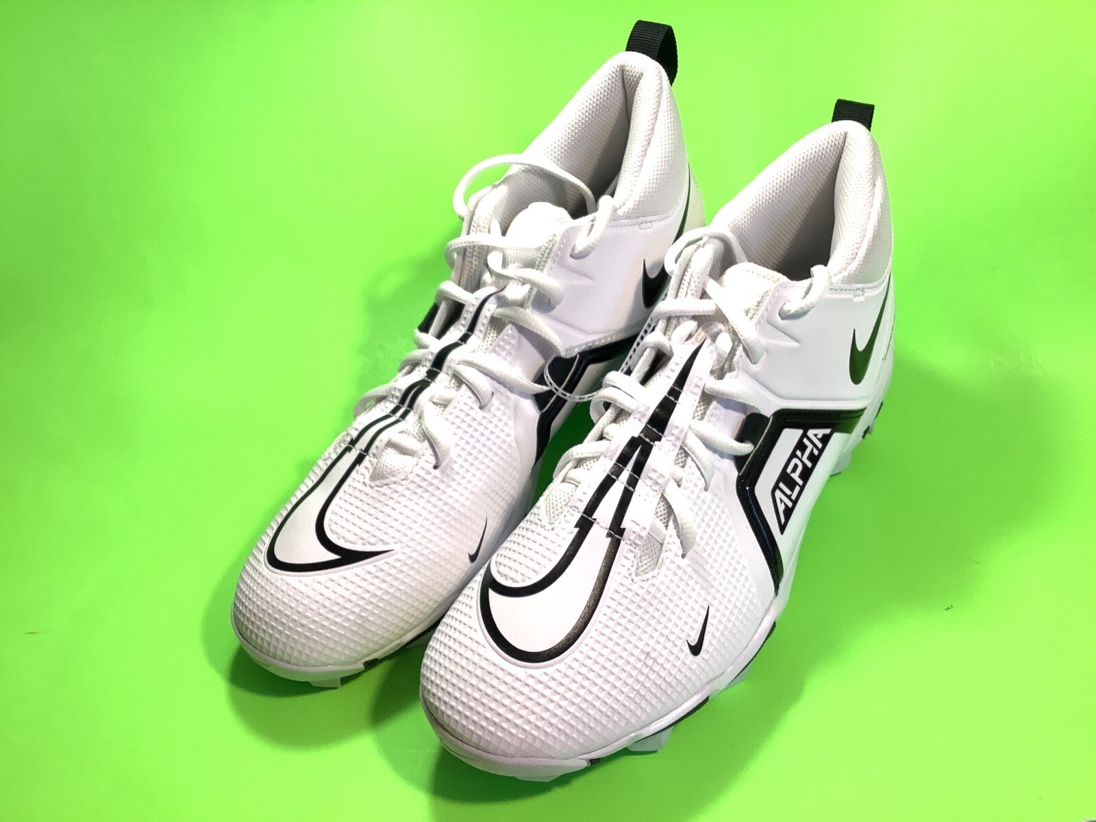 NIKE ALPHA MENACE Men’s Football Cleats Size 10 White w/Black NEW thumbnail 7