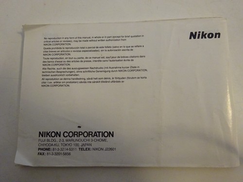 NIKON ZOOM 200 200 QD Instruction Manual--FREE POSTAGE - Picture 2 of 9