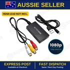 3 RCA Composite to HDMI Upscaler | AV2HDMI Video Converter | For VHS DVD Retro