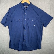 Ariat AriatTEK Fitted Series Shirt Mens Large Blue Short Sleeve Outdoor Tech