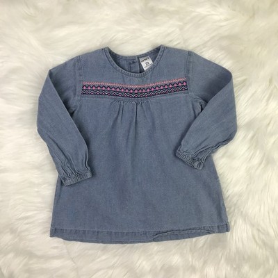 Carter s Toddler Girls Embroidered Geo Jean Denim Long Sleeve Tunic Dress 2T