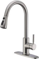 Single Handle High Arc Brushed Nickel Pull Out Kitchen Faucet,Single Level Stain