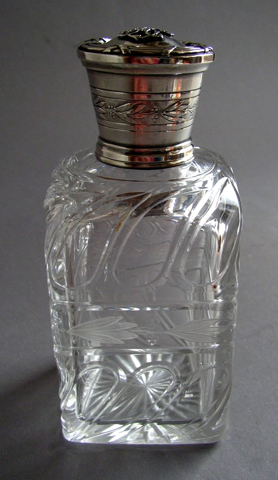 Frankreich Auguste Leroy + Baccarat Paris Jugendstil Flakon Silber Parfume flask - Bild 1 von 4