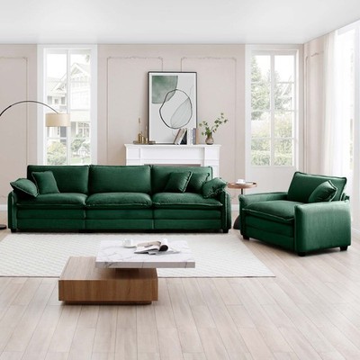 Mid-Century Modern Sofa Set of Two, One 3-Seater Sofa and One Single Seat Sofa