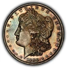 1898 $1 Morgan Silver Dollar - Glassy - Watercolor Rainbow Toning - SKU-D7560