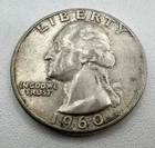 1960 USA Washington Quarter Dollar 90% Silver 25c Coin B25