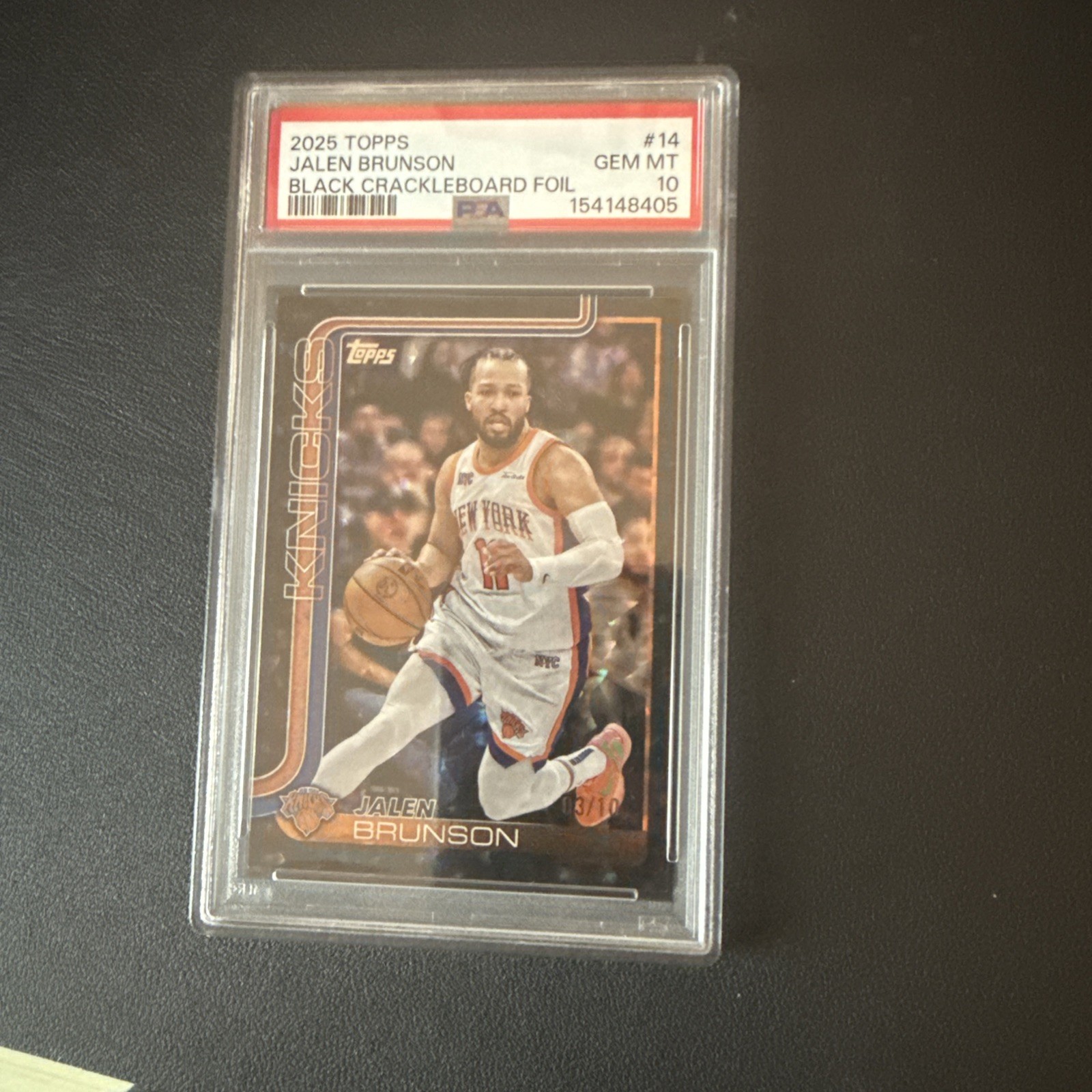 2025 Topps Black Crackleboard foil Jalen Brunson /10 #14 pSA 10 Gem POP 1!! view 4
