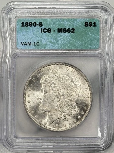 1890-S Morgan Silver Dollar $1 ICG MS62 VAM-1C San Francisco US Coin BETTER DATE