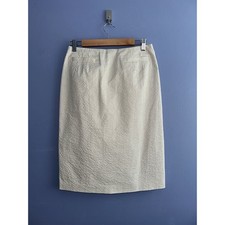 Talbots Women's Vintage Pencil Skirt Tan Pin Stripes Italian Fabric Size 8