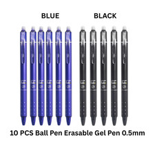 10 PCS Falix Friction Ball Pen Erasable Gel Pen 0.5mm Retractable Balck  Blue