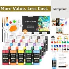Acrylic Paint, 25 Colors Acrylic Paint Set, 2oz/60ml Bottles, Rich Pigments P...