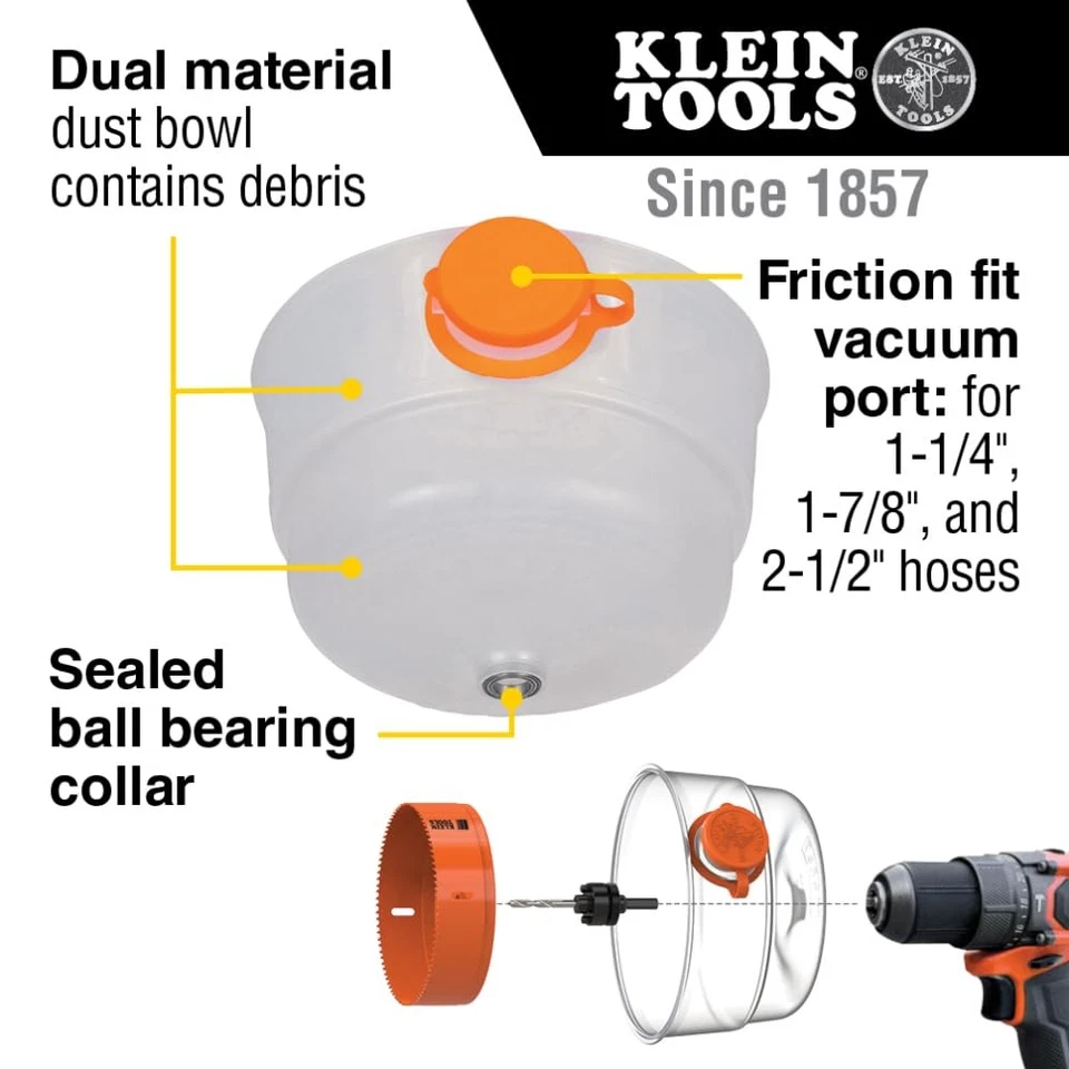 Klein Tools 31101 Collapsible Hole Saw Dust Bowl, Ideal for Overhead White  - Image 2 of 4