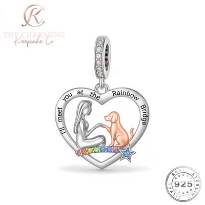 Dog Charm Silver S 925 Memorial - I'll Meet You at the Rainbow