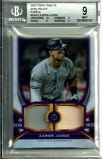 Aaron Judge 2023 Topps Tribute Dual Relics Purple SP /50 # DRAJ BGS 9 Game Used
