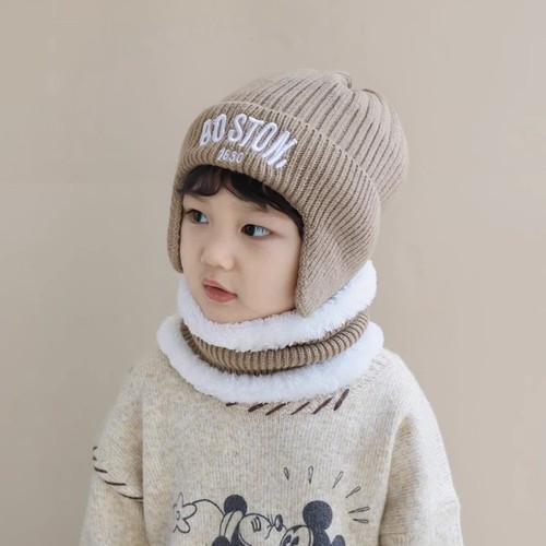 BOSTON Embroidery Scarf Hat Set Warm Neck Warmer Pullover Cap Outdoor Sports - Picture 14 of 15