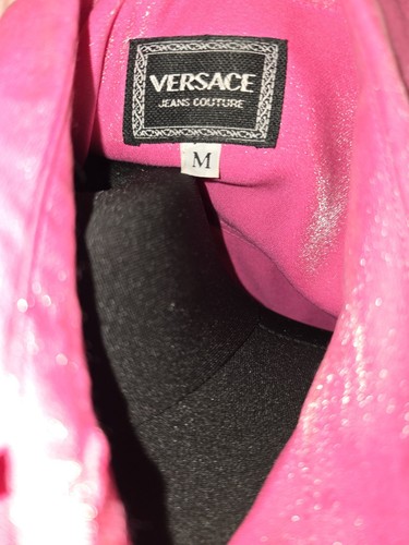 Versace Pink Glittering Shirt Emblem Button Feature Shaped Stylish Medium - Picture 8 of 9
