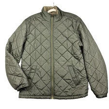 Weatherproof Vintage Olive Green Quilted Sherpa Lined Zip Front Jacket Medium
