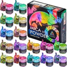 Chameleon Mica Powder for Resin Coloring 16 Colors Resin Powder Set - Color...