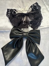 Unique Leather And Lace Large 4 Inch Hair Bow Clips. Last Ones!!!