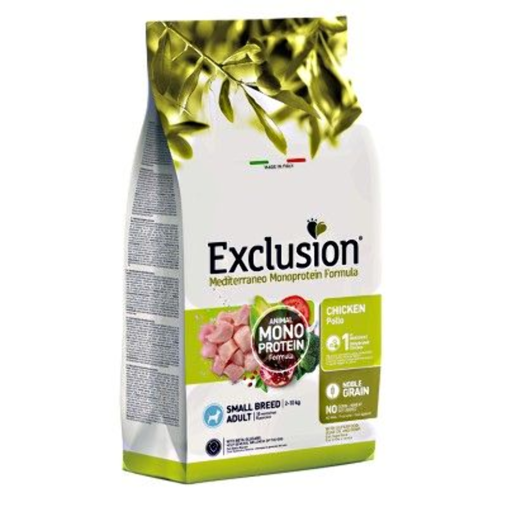 EXCLUSION NOBLE GRAIN SMALL BREED ADULT CON POLLO 2 KG.