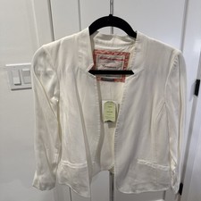 anthropologie cartonnier blazer, White, Sz 2, Lined, Split Open Back, Pockets