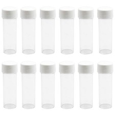 Plastic Sample Tube Vials Containers With Screw Caps Lab Storage 25ml 12 Pack