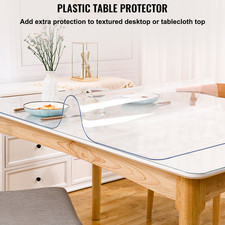 100 x 45 Inch Clear Table Cover Protector, 1.5mm Thick Clear Desk Protector Tab