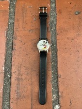 Disney Mickey Mouse Watch MCK193 Black Leather Strap Vintage Disneyland