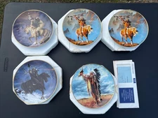 Lot 5 Franklin Mint Spirit Of The Wind Plates Limited Western Horse Indian
