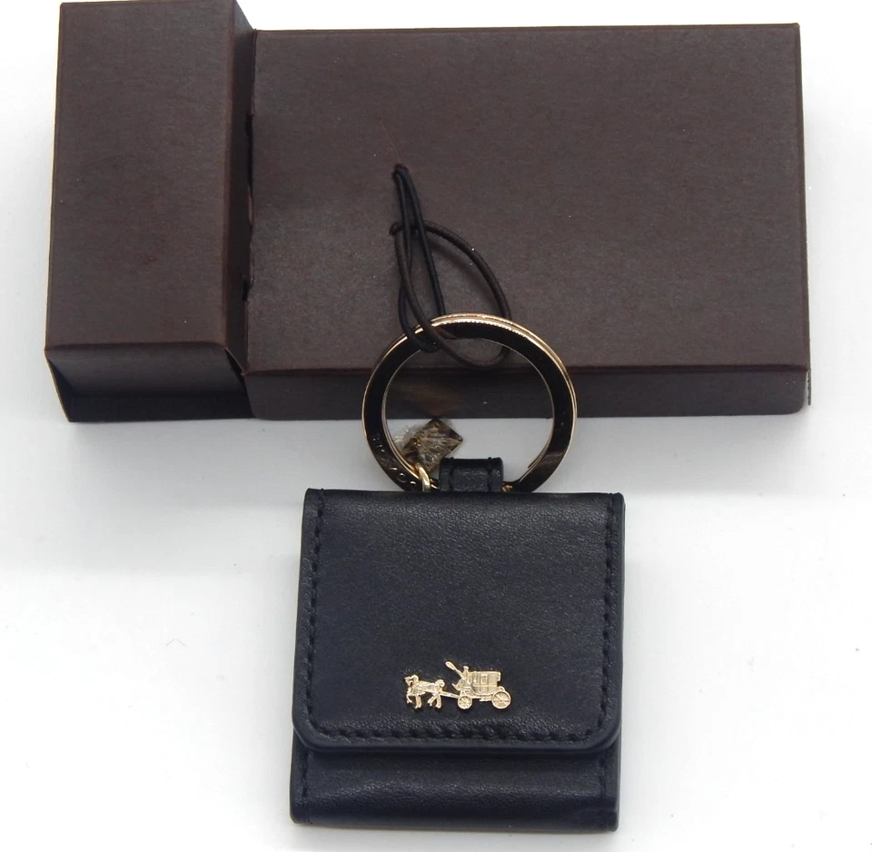 Coach Horse & Carriage Black Leather Photo Picture Frame Keychain With Box - Image 4 of 4