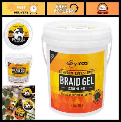 Extreme Hold Braid Gel for Cornrows & Twists - Moisturizing Edge Control, 64 oz