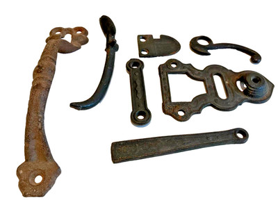 1800s Antique Salvage Original Iron Cottage Barn Gate Attic Door Thumb Latch