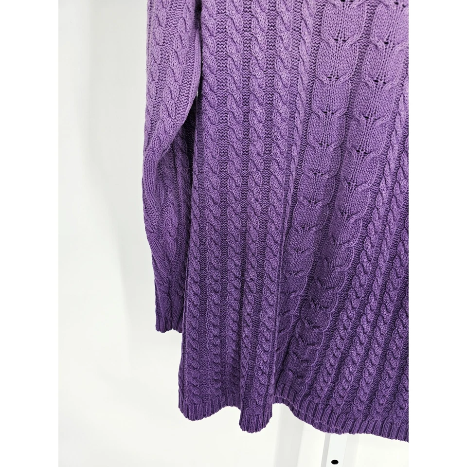 Suéter Newport News para mujer talla L tejido con cable púrpura ombre mezcla de algodón Foto 2 de 4