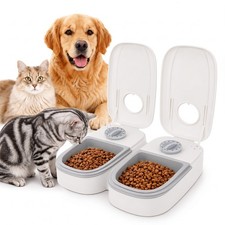 2 Meal Automatic Cat , 700ML Dual Bowl Pet Food Dispenser Feeder with 48H Timer