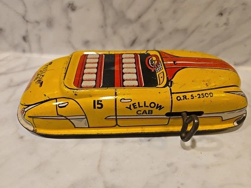 Vintage Tin MARX Litho Windup Toy Taxi