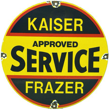 Vintage Kaiser Frazer Porcelain Dealership Sign Approved Service Gas Oil Auto