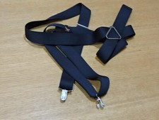 UNBRANDED Navy Solid Stretch Adjustable Suspenders