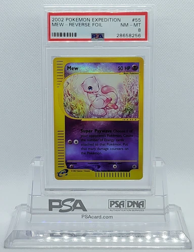Pokemon EXPEDITION MEW #55 REVERSE HOLO FOIL CARD PSA 8 NM-MT #*