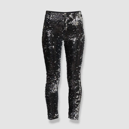 $980 Isabel Marant Isabel Women's Black Madilio Sequin Skinny-Leg Ankle Pants 40