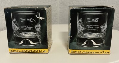 2-Cutty Sark 500th Anniversary 1492-1992 Commemorative Glass IOB Cocktail Glass