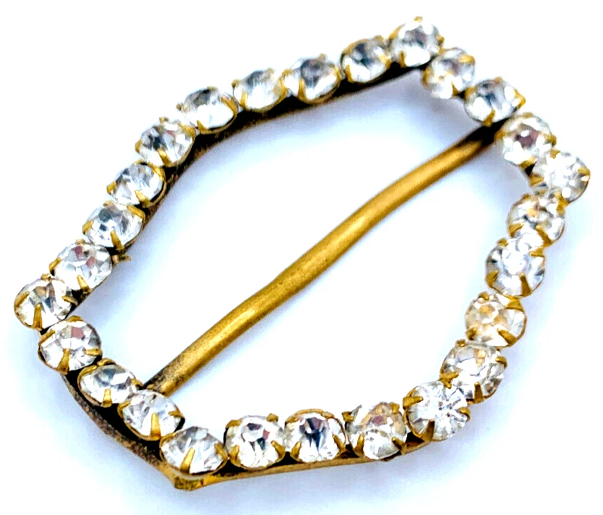 De colección Antiguo Art Deco Diamantes de Imitación Cinturón Hebilla Faja Diapositiva "Hecho en Checoslovaquia" Foto 3 de 4