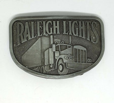 RALEIGH LIGHTS Belt Buckle Trucker Semi Truck Trailor Big Rig Vintage