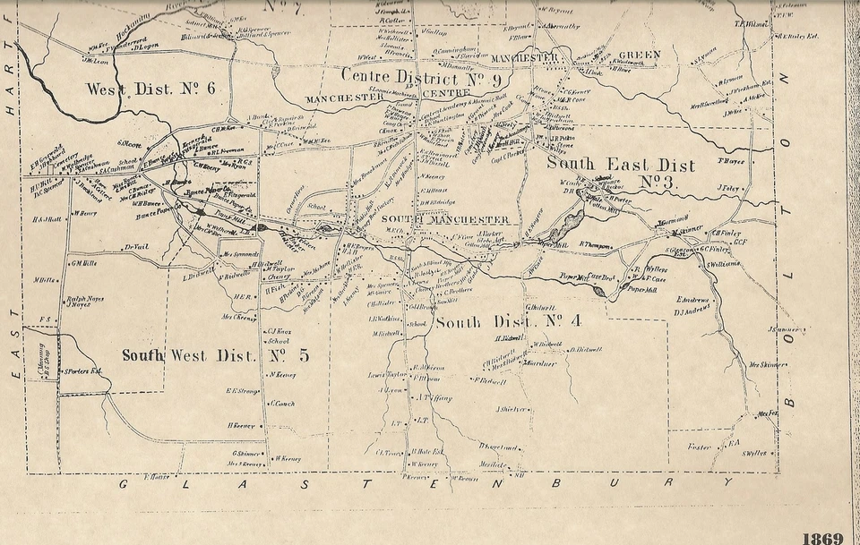 Manchester Buckland Martins Oakland CT 1869 Maps with Homeowners Names Shown - Image 2 of 4