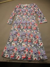 Unbranded Size XS Womens Floral Back Zip 3/4 Sleeve Pleated Skirt Midi Dress 069