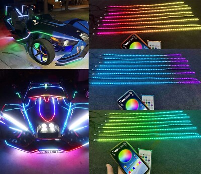 4FT x8PC Strip Dream CHASING For Polaris Slingshot Lights Remote +Bluetooth LEDs