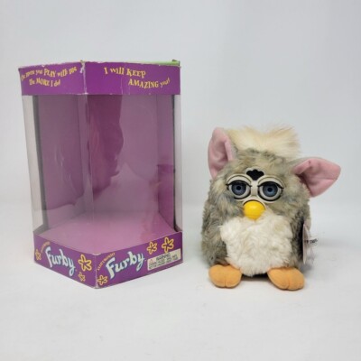 Furby With Box 1998 Model 70-800 DIrty Musty Brown Blue Eyes Untested