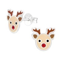 1 Paar Ohrringe Ohrstecker 925 Sterling Silber Rentierkopf Mit Kristallnase