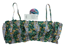 Rhode Target Mixed Whimsical Floral & Stripe Shirred Crop Tank Top Sz Large New