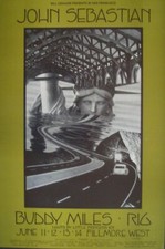 JOHN SEBASTIAN BG 238 FILLMORE concert poster DAVID SINGER BILL GRAHAM 1970 Mint
